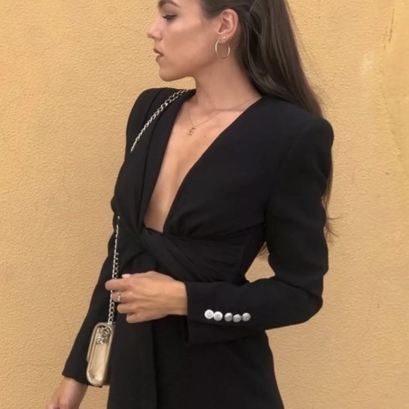Zara draped jacket dress black NWT size medium